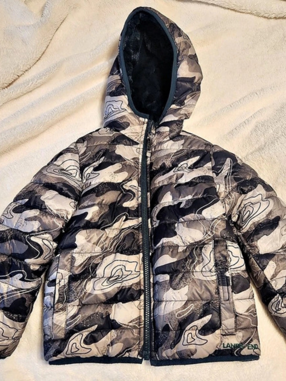 Lands' End Kids Hooded Reversible Coat